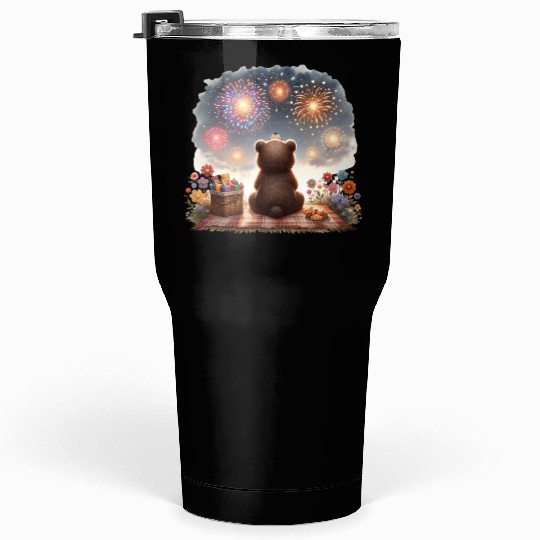 Fireworks Picnic Bear – Night Sky Celebration View Tumblers 30 Oz