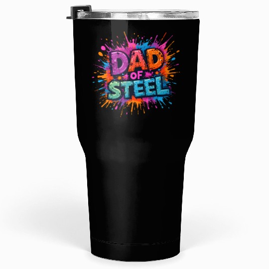 Dad of Steel – Playful Cartoon Typography Tumblers 30 Oz