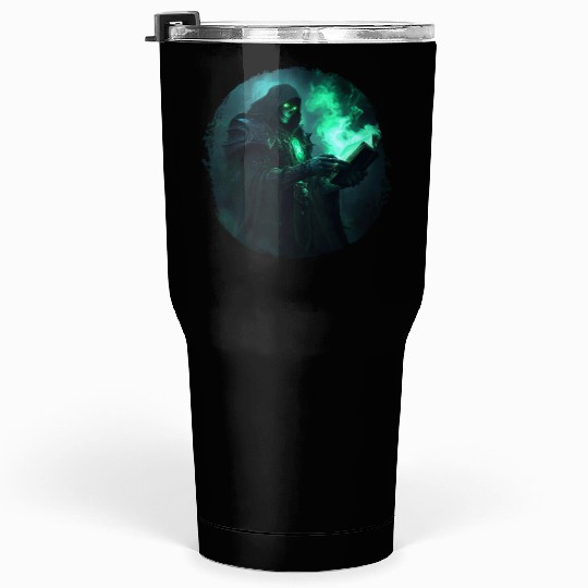 Green Shadow Mage with Burning Spell Book Tumblers 30 Oz