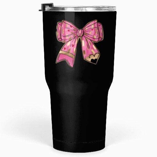 Valentine Teacher Coquette Bow Pencil Tumblers 30 Oz