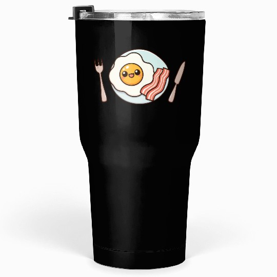 Whimsical Sunny Side Fried Egg Design Tumblers 30 Oz