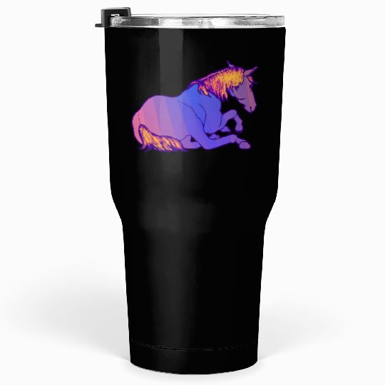 Purple Horse Lying Down, Hand Drawn, Bright Colors Tumblers 30 Oz