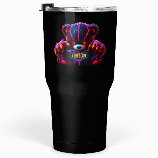 Angry Neon Bear "I DON'T CARE" – Edgy Graffiti  Tumblers 30 Oz