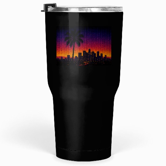 Tokyo Night Skyline Vaporwave Poster Tumblers 30 Oz