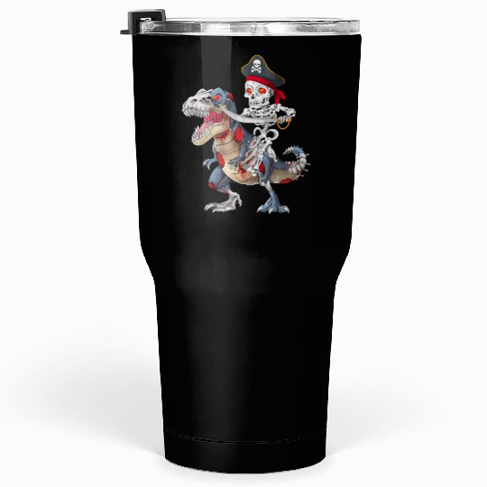 Halloween Zombie T rex Pirate Skeleton Trick Treat Tumblers 30 Oz