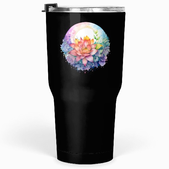 Retro Zen Lotus Mandala Rainbow Tumblers 30 Oz