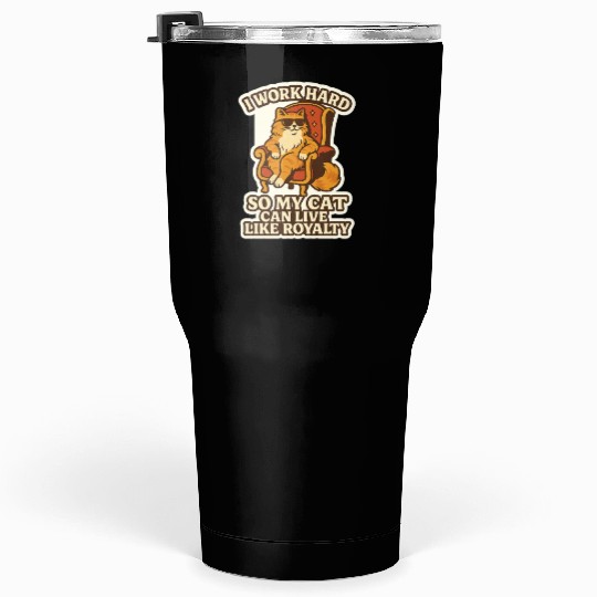 work hard sticker cat Tumblers 30 Oz