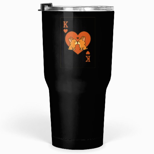 Du Du Corgi King of Hearts – Cute Poker Card Tumblers 30 Oz