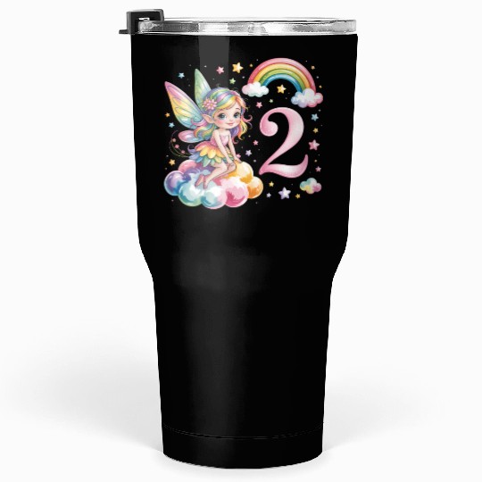 Magical Rainbow Fairy Elf 2nd Birthday Girl Tumblers 30 Oz