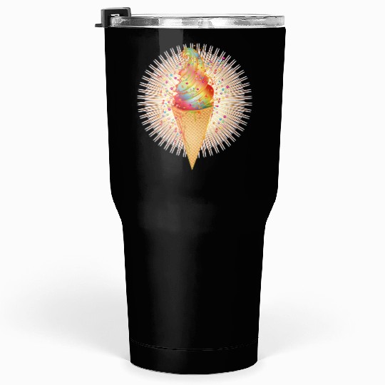 Artfully decorated ice cream in a waffle cone Tumblers 30 Oz