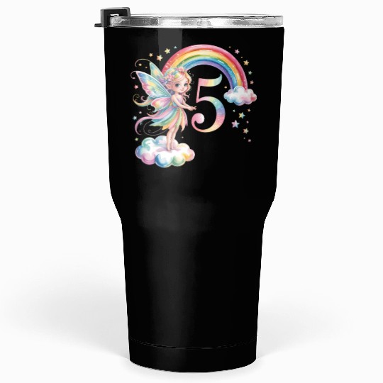 Magical Rainbow Fairy Elf 5th Birthday Girl Tumblers 30 Oz
