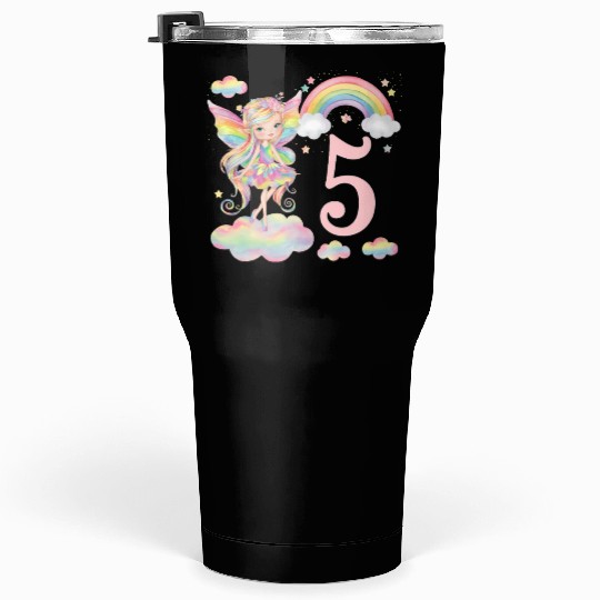 Magical Rainbow Fairy Elf 5th Birthday Girl Tumblers 30 Oz