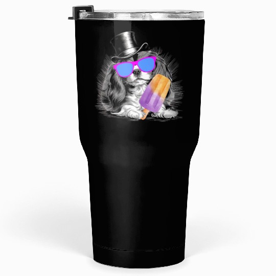 Cavalier King Charles Spaniel with a popsicle Tumblers 30 Oz
