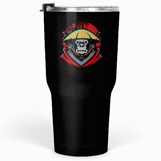 monkey samurai and bamboo sticks Tumblers 30 Oz