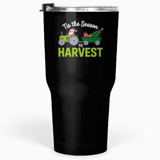 Tis The Season To Harvest Farm Tractor Christmas Tumblers 30 Oz