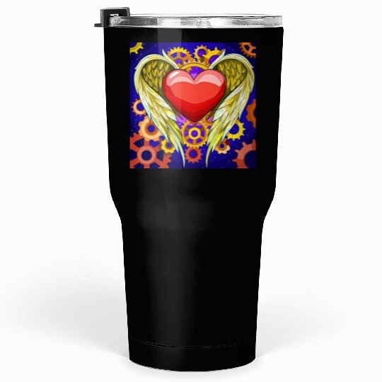 Mechanical Heart with Angel Wings Tumblers 30 Oz