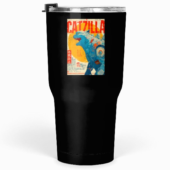 Catzilla Retro Movie Poster Tumblers 30 Oz