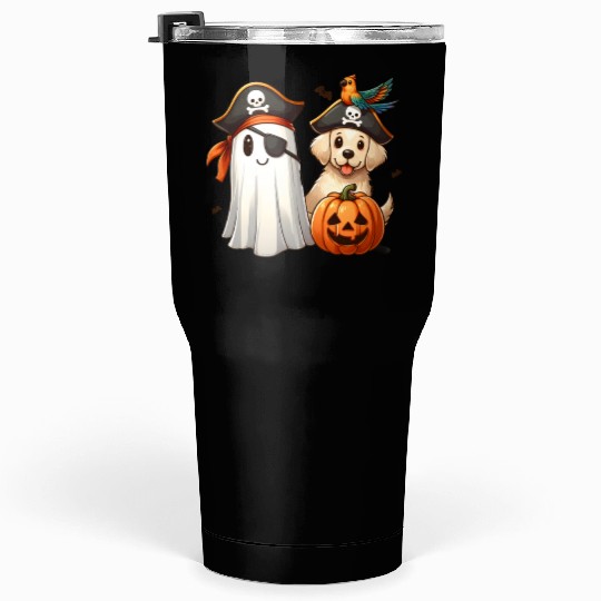 Pirate Pup and Ghostly Pumpkin Halloween Design Tumblers 30 Oz