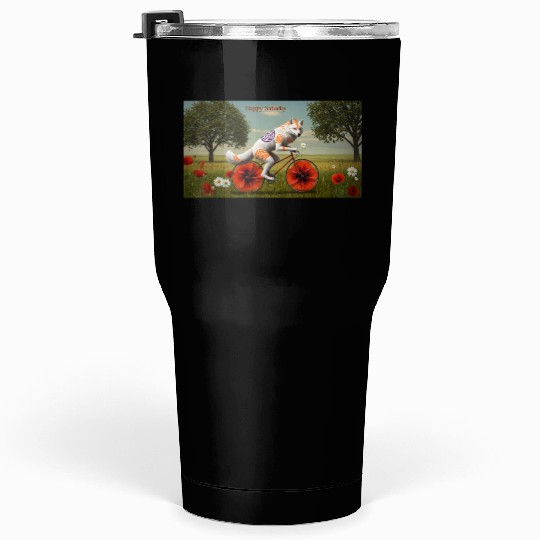 A striking anthropomorphic white wolf  Tumblers 30 Oz