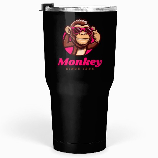 Bold Monkey with Pink Sunglasses Tumblers 30 Oz