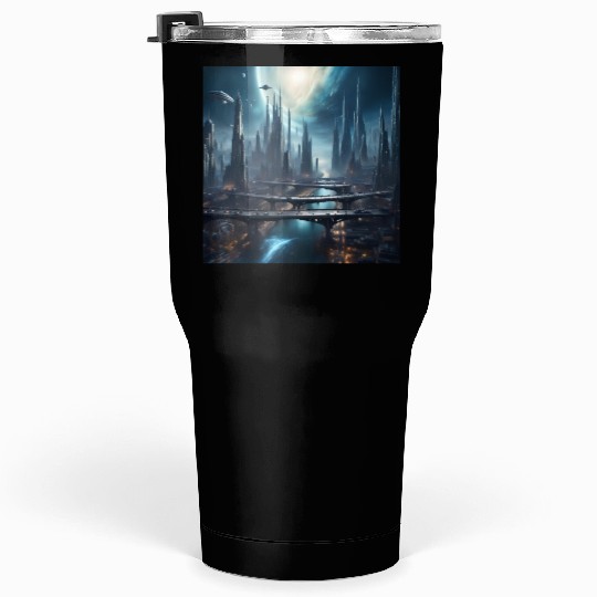 Magic City with Skyscraper Sci-Fi Alien Planet Tumblers 30 Oz