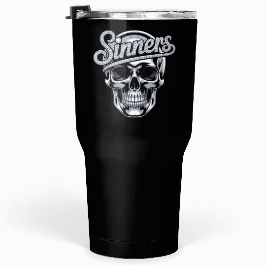 Chrome Skull Sinners Diamond Bling Tumblers 30 Oz