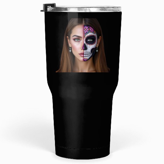 Day of the Dead Sugar Skull Face Art Tumblers 30 Oz