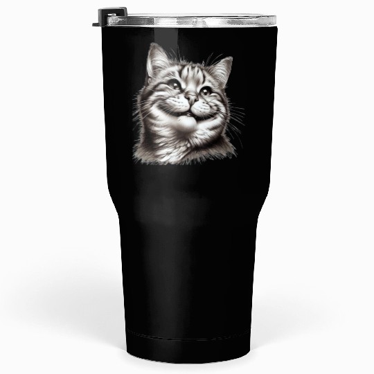 Joyful Cat Illustration for Apparel Tumblers 30 Oz