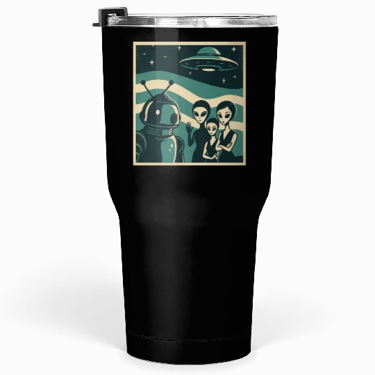 Retro Sci-Fi Alien Encounter Design Tumblers 30 Oz