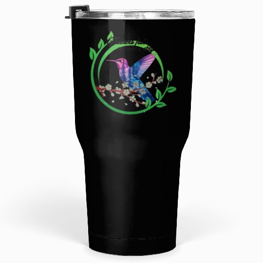 Vibrant Hummingbird and Blossoms Design Tumblers 30 Oz