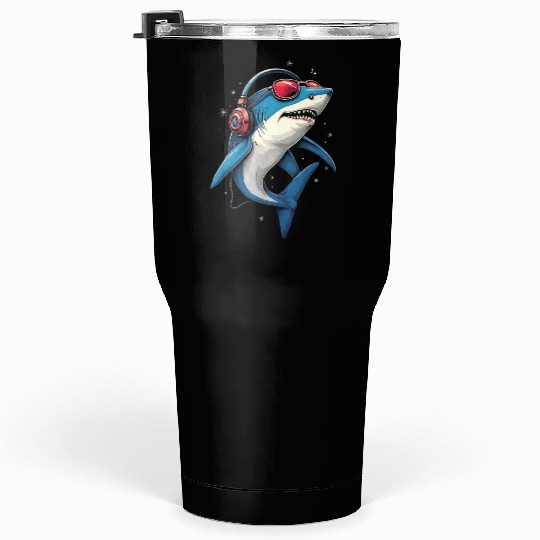 Shark Design Tiger Sharks Gray White Great Shark Tumblers 30 Oz