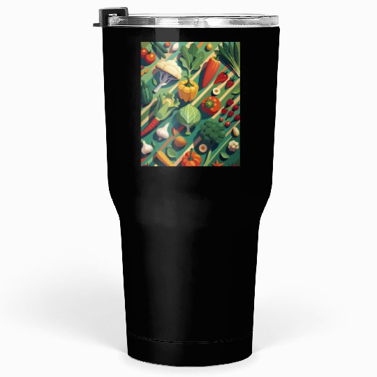 Vibrant Vegetable Garden Illustration Tumblers 30 Oz