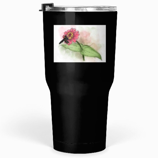 Wildflower and Bumblebee Illustration Tumblers 30 Oz