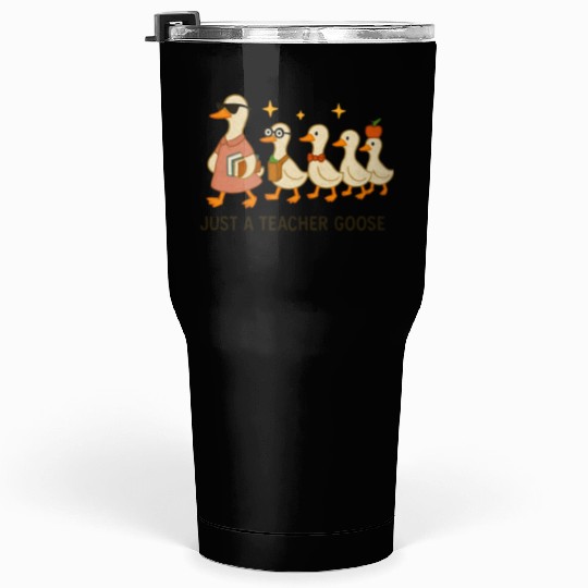 Whimsical Teacher Goose with Ducklings Tumblers 30 Oz