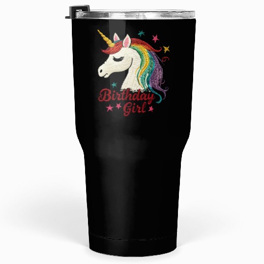 Colorful Unicorn Birthday Girl Tumblers 30 Oz