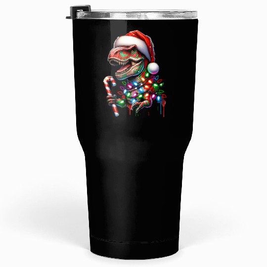 Festive Dinosaur Christmas Trolls Tumblers 30 Oz