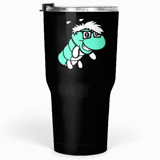 Nerd caterpillar peeks through hole Geek worm cool Tumblers 30 Oz