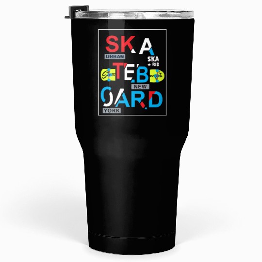Urban Skateboard Typography New York Tumblers 30 Oz