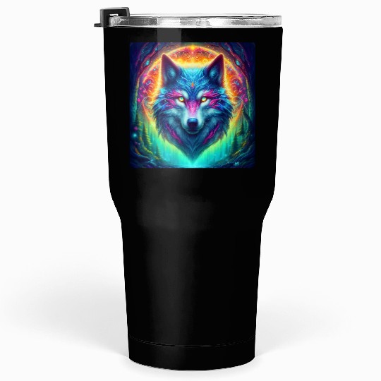 Mystic Luminescent Wolf Artwork Tumblers 30 Oz