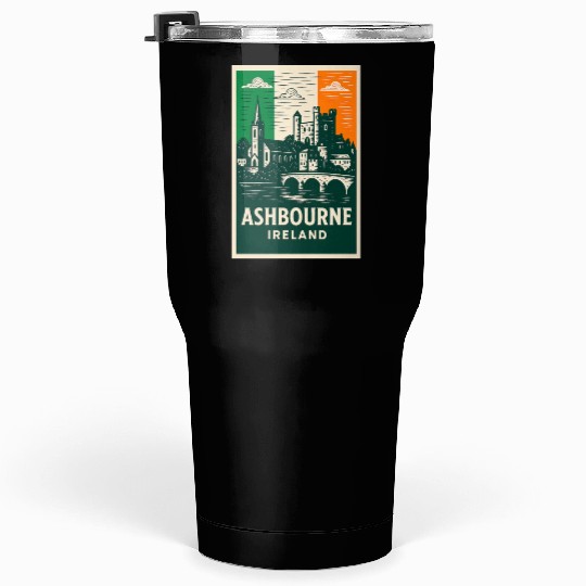 Irish Villagescape with Castle and Church Tumblers 30 Oz