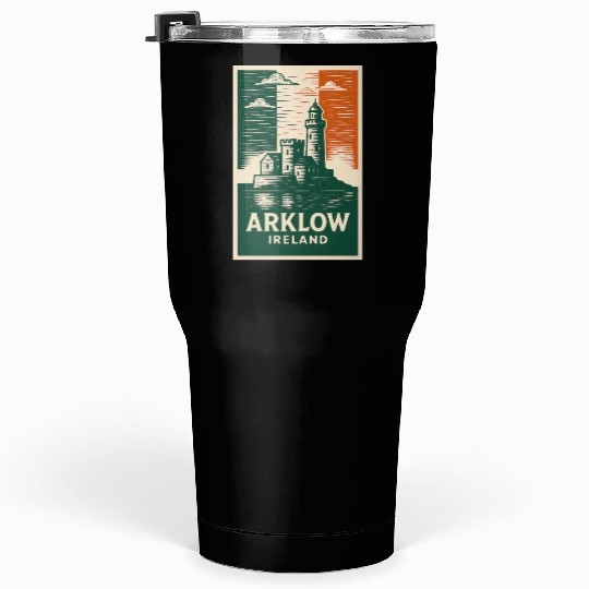 Arklow Lighthouse with Irish Flag Colors Tumblers 30 Oz