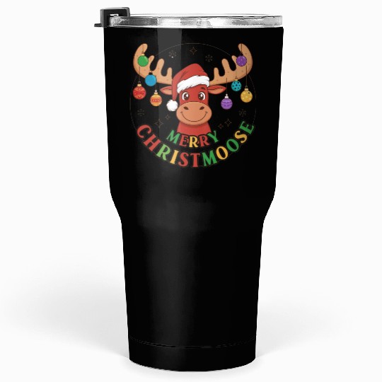 Festive Reindeer with Holiday Ornaments Tumblers 30 Oz