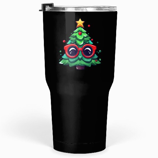 Festive Christmas Tree with Sunglasses Tumblers 30 Oz