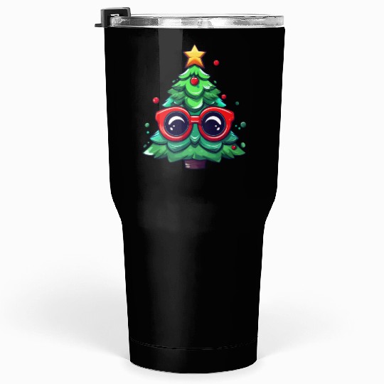 Festive Christmas Tree with Sunglasses Tumblers 30 Oz
