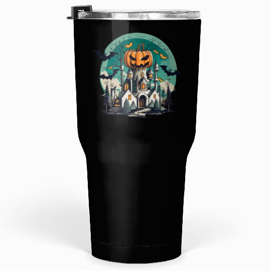 Haunted Pumpkin Castle Halloween Design Tumblers 30 Oz