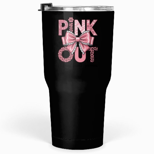 Pink Out Breast Cancer Awareness Coquette Bow  Tumblers 30 Oz
