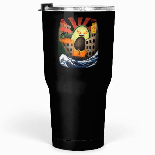 Giant Avocado Kaiju Monster Attack Urban City Tumblers 30 Oz