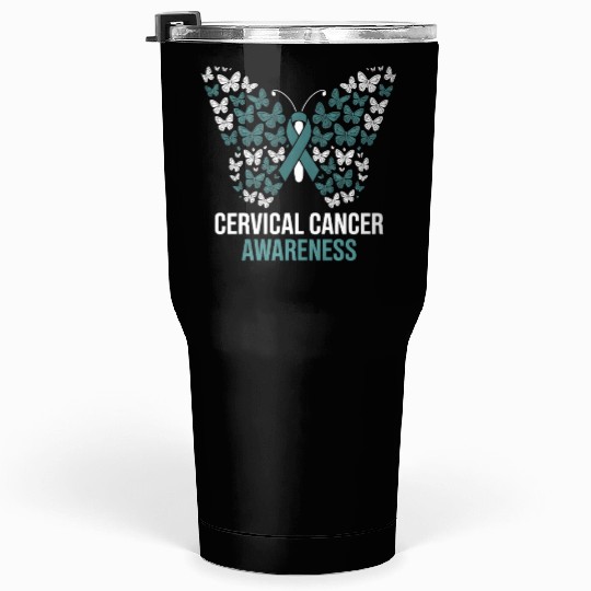 Cervical Cancer Awareness Butterfly Design Tumblers 30 Oz