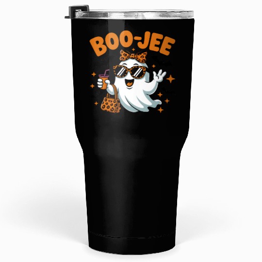 Boo-Jee Ghost Cute Leopard Print Halloween Boojee Tumblers 30 Oz