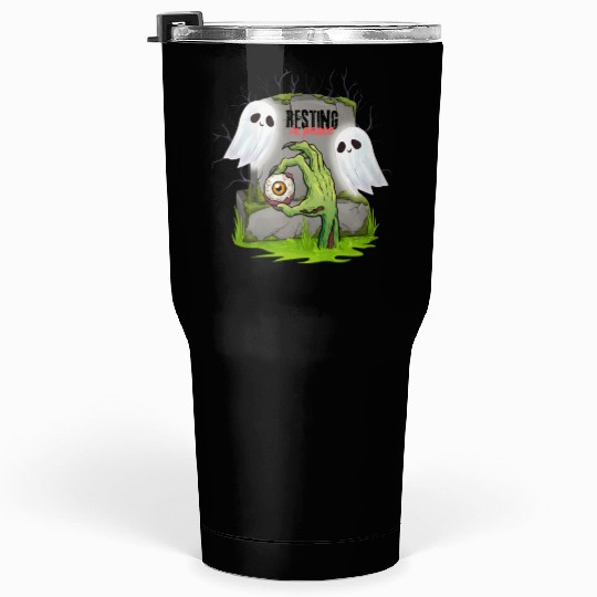 Spooky Graveyard with Ghosts and Eye Tumblers 30 Oz